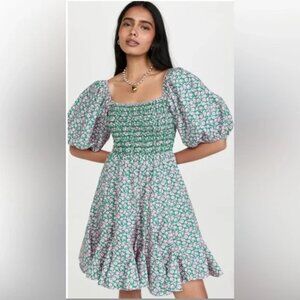 RHODE Astrid Dress Green & Pink Floral - Size M